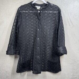 Vtg Lady Winn by Teddi Black Lace Jacket Sz 42 Long Sleeve‎ Victorian Whimsigoth